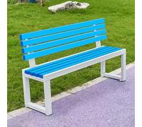 uofgcru Banco de Jardín for Exterior, Banco con Respaldo, Marco de Metal, Tratamiento Impermeable, for Porche, Parque, Patio, Sin Miedo al Viento ni al Sol(White+Blue - 40×100×85cm)