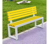 uofgcru Banco de Jardín for Exterior, Banco con Respaldo, Marco de Metal, Tratamiento Impermeable, for Porche, Parque, Patio, Sin Miedo al Viento ni al Sol(White+Yellow - 40×150×85cm)