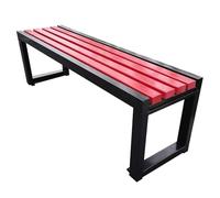 uofgcru Banco Terraza Exterior Pequeña para 2 Personas Bancos de Vestuario con Asiento de Madera Plástica Marco de Acero Galvanizado para Terrazas(Black+Red 120×40×45cm)