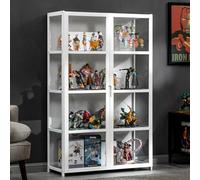 uofgcru Vitrina de acrílico Vitrina expositora para coleções Estante com portas móveis de Sala Design de Porta dupla, Transparente em três Lados, Grande capacidade de carga-82×33×130cm