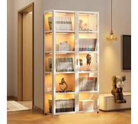 uofgcru Vitrina de acrílico Vitrina expositora para coleções Estante com portas móveis de Sala Design de Porta dupla, Transparente em três Lados, Grande capacidade de carga-62×33×162cm