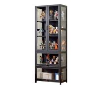 uofgcru Vitrina, Vitrina expositora Multifuncional de vidro à Prova de pó, Design de Porta de armário com lapela, Vitrina de vidro para escritórios, Quartos, Salas de Estar(65×32×170cm)
