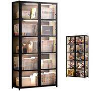 uofgcru Vitrine expositora para coleções,Vitrina de acrílico vitrinas de vidro, livraria com portas, vitrinas&expositores&moldura Bambu, Estante Figuras coleção-82×33×162cm