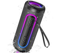 UOHHBOE Altavoz Bluetooth Portátil 30W, Sonido 360° con Graves Potentes, Bluetooth 5.4, 30H Batería, IPX5 Impermeable, Luces RGB, TWS Estéreo, USB-C, AUX, USB y TF, para Fiesta y Playa