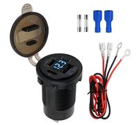 UOIENRT Enchufe de coche USB C de 12 V, cargador rápido USB marino de 3 puertos, salida redonda impermeable con interruptor y voltímetro para barco, camión, carrito de golf