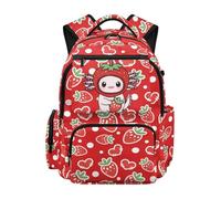 UOIMAG Axolotl - Mochila escolar para niñas, mochila ligera con múltiples bolsillos, Axolotl de fresa, M, Casual