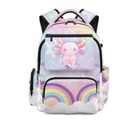 UOIMAG Axolotl - Mochila escolar para niñas, mochila ligera con múltiples bolsillos, Rainbow Axolotl, M, Casual