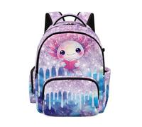UOIMAG Bonita mochila escolar para niñas de 17 pulgadas, ligera con correa acolchada ergonómica para niños, Estampado brillante Axolotl, L, Casual