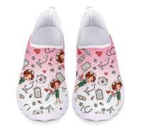 UOIMAG, Bonito patrón de Enfermera, Zapatos Rosados para Enfermera, Zapatos Casuales sin Cordones, Zapatos de Malla Transpirables, Zapatillas Deportivas Planas 41EU