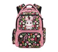 UOIMAG Capybara - Mochila escolar para niños con compartimento para laptop de 15.6 pulgadas, múltiples bolsillos, Flores de conejo, M, Casual