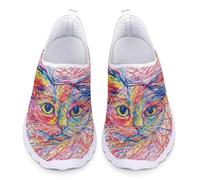 UOIMAG Cat Print Slip On Shoes for Cat Lovers Women's Walking Shoes Lightweight Breathable Sneakers Flats EU40
