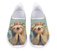 UOIMAG Cute Barefoot Shoes for Women Slip On Walking Shoes Sloth Print Casual Sneakers Flats EU41