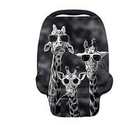 UOIMAG Divertida Jirafa con Gafas de Sol Cubierta de Enfermería Suave Transpirable Cubierta de Lactancia Materna Cubierta Elástica Cochecito Canopy Silla Alta Cubierta