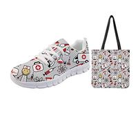 UOIMAG, Divertidos Zapatos de Enfermera con Bolsa de Lona, Zapatillas Deportivas de Malla con Cordones para Mujer, Zapatos Reutilizables para Compras, Conjunto de Regalo