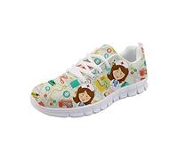 UOIMAG, Divertidos Zapatos de Enfermera con patrón médico, Zapatillas de Malla de Aire Suave, Zapatos Planos Informales, Zapatos con Cordones para niñas, Zapatos de Regalo para Mujeres 40EU