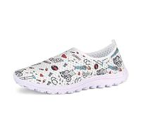 UOIMAG, Divertidos Zapatos de Enfermera, Zapatos Blancos sin Cordones, Zapatos Planos de Malla, Zapatillas Deportivas de Regalo para Mujer, 40EU