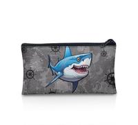 UOIMAG Estuche con cremallera, organizador de escritorio, suministros de oficina, estuche escolar para lápices, tiburón, Talla única, Mochila escolar