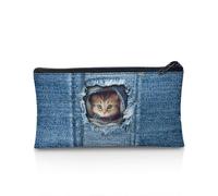 UOIMAG Estuche con cremallera, organizador de escritorio, suministros de oficina, estuche escolar para lápices, Estampado de gato, Talla única, Mochila escolar