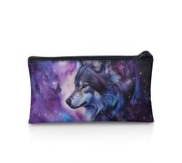 UOIMAG Estuche con cremallera, organizador de escritorio, suministros de oficina, estuche escolar para lápices, Galaxia lobo, Talla única, Mochila escolar