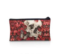 UOIMAG Estuche con cremallera, organizador de escritorio, suministros de oficina, estuche escolar para lápices, Calavera mariposa rosa, Talla única, Mochila escolar