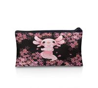 UOIMAG Estuche con cremallera para suministros escolares y de oficina, organizador de escritorio, Flor de cerezo Axolotl, Talla única, Mochila escolar