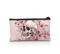 UOIMAG Estuche con cremallera para suministros escolares y de oficina, organizador de escritorio, Flor de cerezo con calavera, Talla única, Mochila escolar