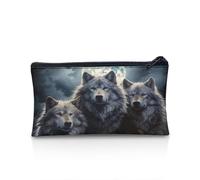 UOIMAG Estuche con cremallera para suministros escolares y de oficina, organizador de escritorio, Luna de lobo, Talla única, Mochila escolar