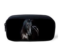 UOIMAG Estuche de lápices con cremallera grande para niños y adultos, Caballo Negro., one size-22x11x4.5cm, Modern