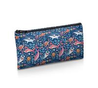 UOIMAG Estuche impreso para suministros de oficina escolar, estuche para lápices, estuche con cremallera, tiburón, Talla única, Mochila escolar
