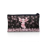 UOIMAG Estuche para lápices, con cremallera, bolsa de almacenamiento para bolígrafos, artículos de papelería escolar, suministros de oficina, Flor de cerezo Axolotl, Talla única, Mochila escolar