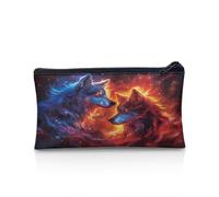 UOIMAG Estuche para lápices, con cremallera, bolsa de almacenamiento para bolígrafos, artículos de papelería escolar, suministros de oficina, Wolf Fire Galaxy, Talla única, Mochila escolar