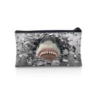 UOIMAG Estuche para lápices, con cremallera, bolsa de almacenamiento para bolígrafos, artículos de papelería escolar, suministros de oficina, Impresión 3D de tiburón, Talla única, Mochila escolar