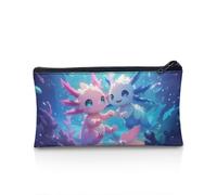 UOIMAG Estuche para lápices, con cremallera, bolsa de almacenamiento para bolígrafos, artículos de papelería escolar, suministros de oficina, Axolotl Friends, Talla única, Mochila escolar