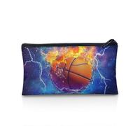 UOIMAG Estuche para lápices, con cremallera, bolsa de almacenamiento para bolígrafos, artículos de papelería escolar, suministros de oficina, Baloncesto Fire Galaxy, Talla única, Mochila escolar