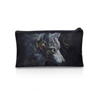 UOIMAG Estuche para lápices, con cremallera, bolsa de almacenamiento para bolígrafos, artículos de papelería escolar, suministros de oficina, Máquina de lobo, Talla única, Mochila escolar