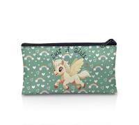 UOIMAG Estuche para lápices, con cremallera, bolsa de almacenamiento para bolígrafos, artículos de papelería escolar, suministros de oficina, Patrón de caballo y arco iris, Talla única, Mochila