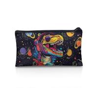 UOIMAG Estuche para lápices, con cremallera, bolsa de almacenamiento para bolígrafos, artículos de papelería escolar, suministros de oficina, Planetas Dinosaurios, Talla única, Mochila escolar