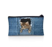 UOIMAG Estuche para lápices, con cremallera, bolsa de almacenamiento para bolígrafos, artículos de papelería escolar, suministros de oficina, Estampado de gato, Talla única, Mochila escolar