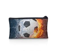 UOIMAG Estuche para lápices, con cremallera, bolsa de almacenamiento para bolígrafos, artículos de papelería escolar, suministros de oficina, Fuego de agua de fútbol, Talla única, Mochila escolar