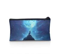 UOIMAG Estuche para lápices para niños y niñas, estuche escolar con cremallera, suministros de oficina, Luna de lobo, Talla única, Mochila escolar