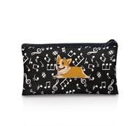 UOIMAG Estuche para lápices para niños y niñas, estuche escolar con cremallera, suministros de oficina, Notas musicales de Corgi, Talla única, Mochila escolar