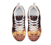 UOIMAG Fire Skull Shoes for Men Women Casual Walking Sneakers for Halloween EU36