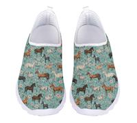 UOIMAG Floral Horse Slip On Shoes for Women Lightweight Walking Shoes Breathable Mesh Casual Sneakers EU37