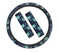UOIMAG Funda para volante de automóvil con 2 fundas para cinturón de seguridad, diseño de tortugas marinas tribales, regalo para mujeres y hombres
