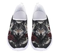 UOIMAG Goth Wolf Walking Shoes for Men Womens Slip On Barefoot Shoes Lightweight Casual Sneakers EU39