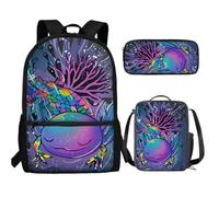 UOIMAG Juego de mochila para niños con estuche para lápices, bonitas bolsas escolares ligeras, juegos de 3 piezas, Axolotl Coral, Talla única, Juego de mochila escolar