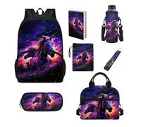 UOIMAG Juego de mochila y lonchera para niños y niñas, 7 unidades, Caballo Galaxia, Talla única, Juego de mochila escolar