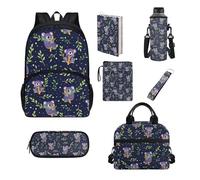 UOIMAG Juego de mochila y lonchera para niños y niñas, 7 unidades, Hojas de koala, Talla única, Juego de mochila escolar