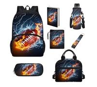 UOIMAG Juego de mochila y lonchera para niños y niñas, 7 unidades, Rugby, Talla única, Juego de mochila escolar