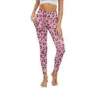 UOIMAG Leggings de yoga vintage con bolsillos para mujer, cintura alta, pantalones de gimnasio, leggings de entrenamiento, Leopardo rosa guepardo, S